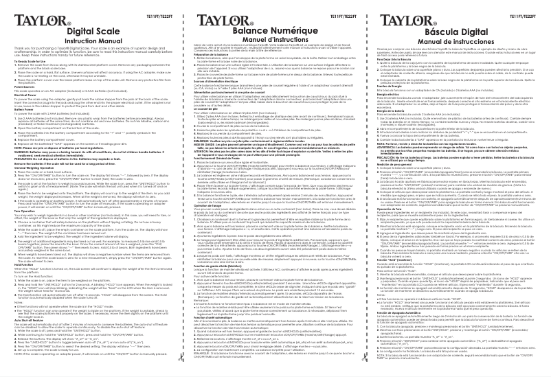 Imagen de la primera página del manual del dispositivo TE22FT