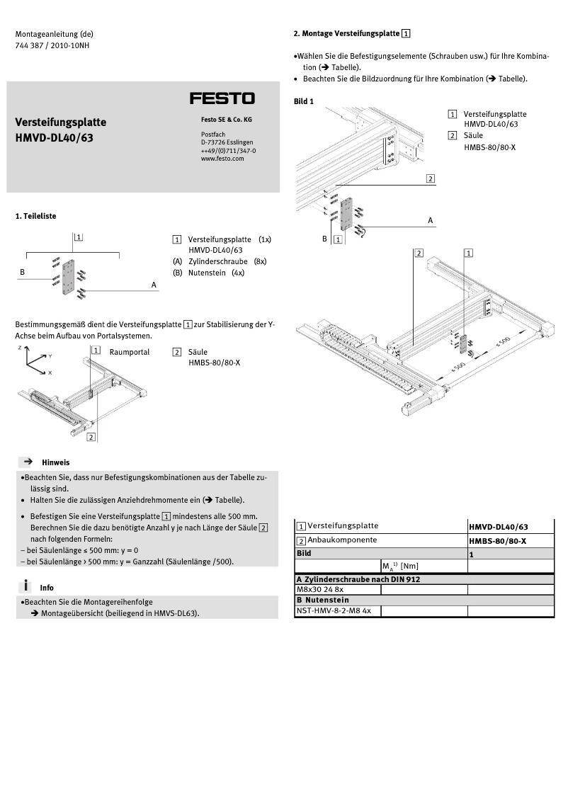 Página 1 del manual Manual de usuario Festo HMVD-DL40/63