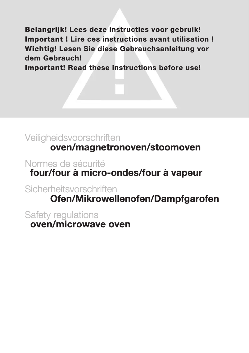 Página 1 del manual Instrucciones de seguridad Atag DX6292QUU