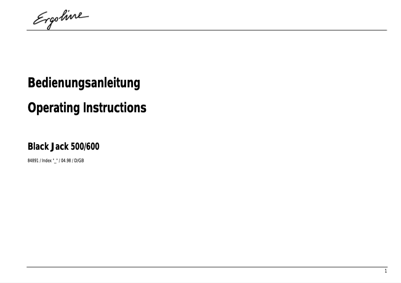 Página 1 del manual Manual de usuario Ergoline Black Jack 600
