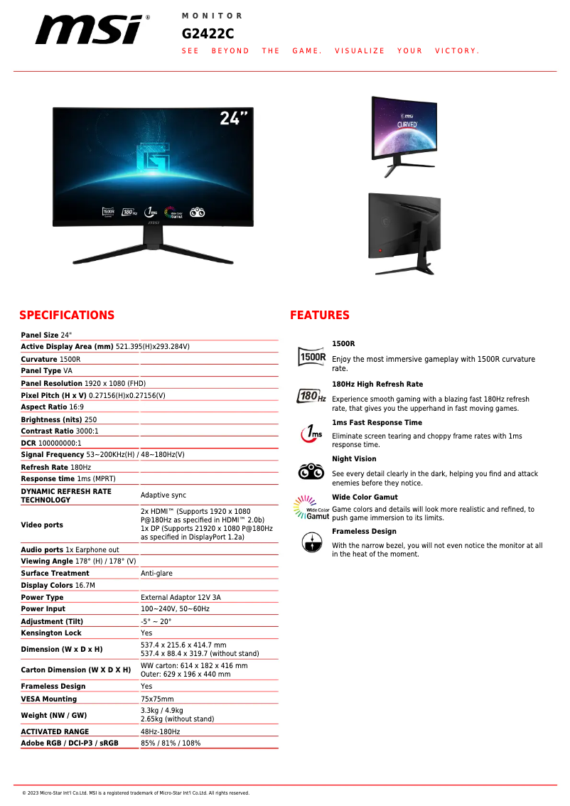 Página nº 1 - Ficha técnica MSI G2422C