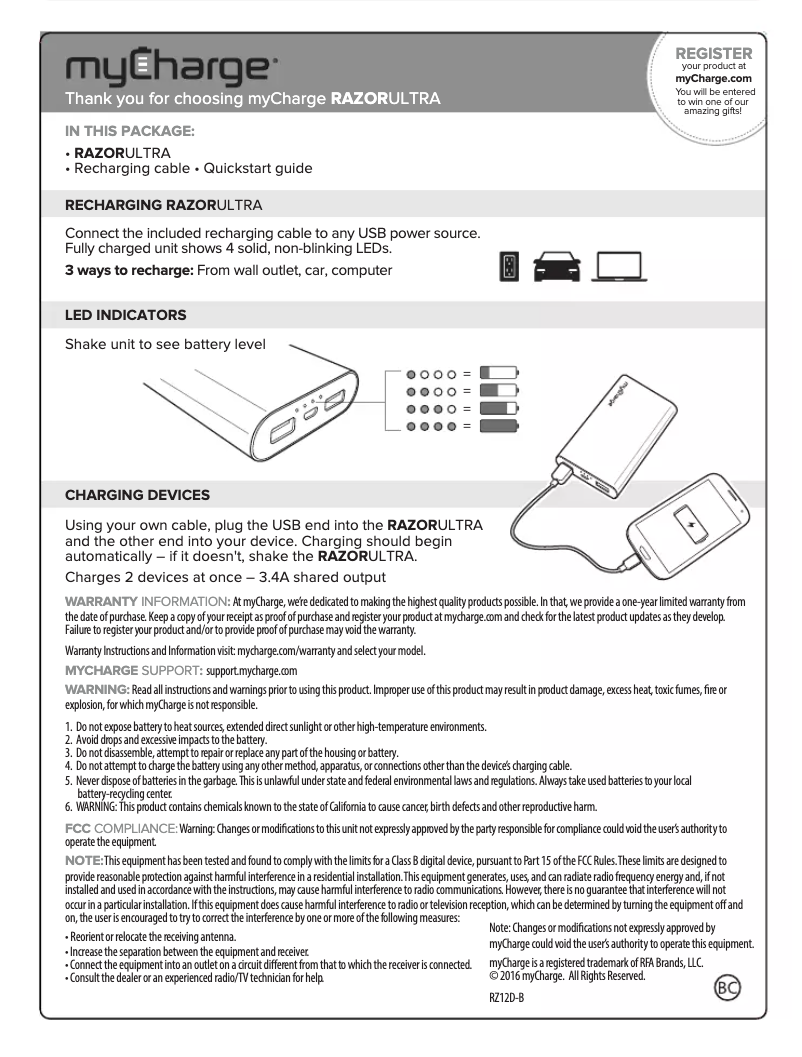 Imagen de la primera página del manual del dispositivo RazorUltra RZ12D