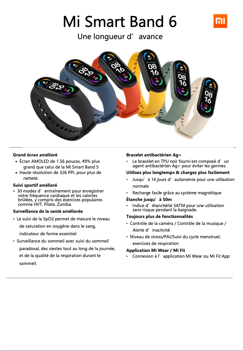 Imagen de la primera página del manual del dispositivo Mi Smart Band 6