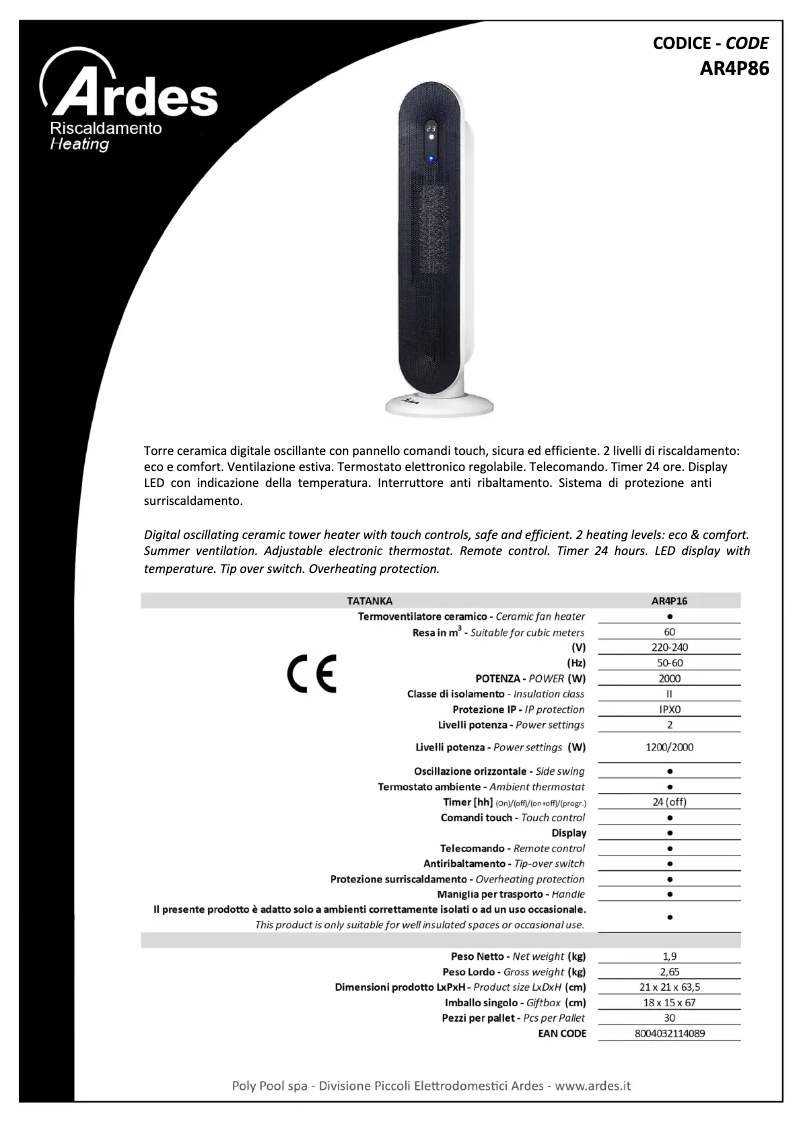 Imagen de la primera página del manual del dispositivo AR4P16