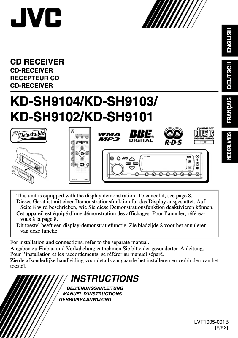 Imagen de la primera página del manual del dispositivo KD-SH9104