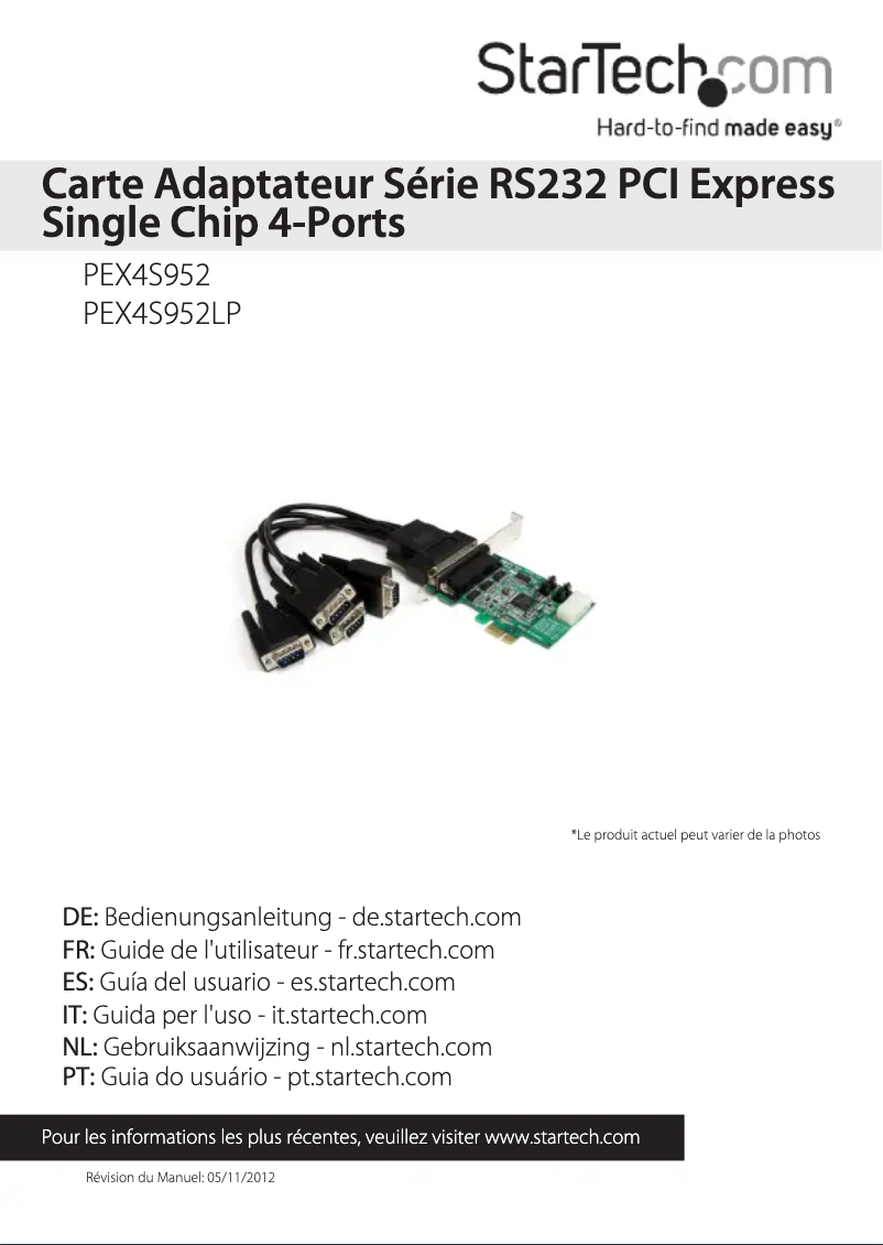 Imagen de la primera página del manual del dispositivo PEX4S952