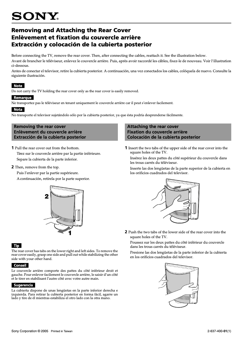 Imagen de la primera página del manual del dispositivo Wega KLV-S15G10
