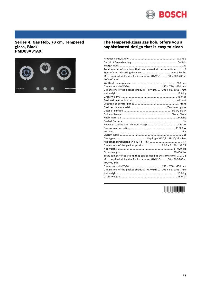 Imagen de la primera página del manual del dispositivo PMD83A31AX