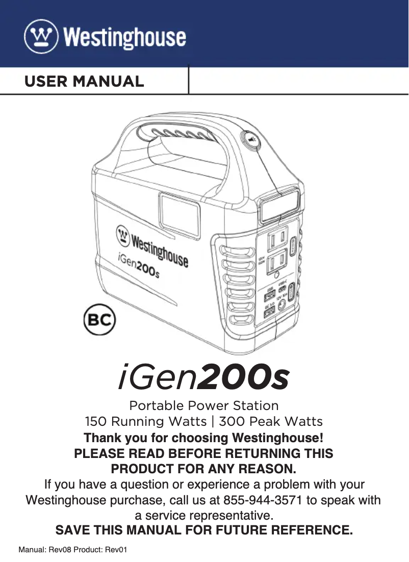 Imagen de la primera página del manual del dispositivo iGen200s
