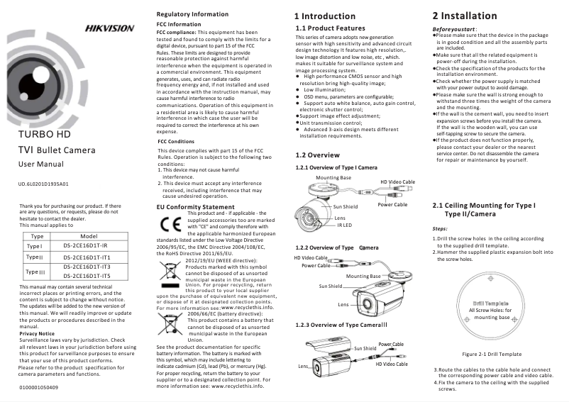 Página 1 del manual Manual de usuario Hikvision DS-2CE16D1T-IT3(6MM)