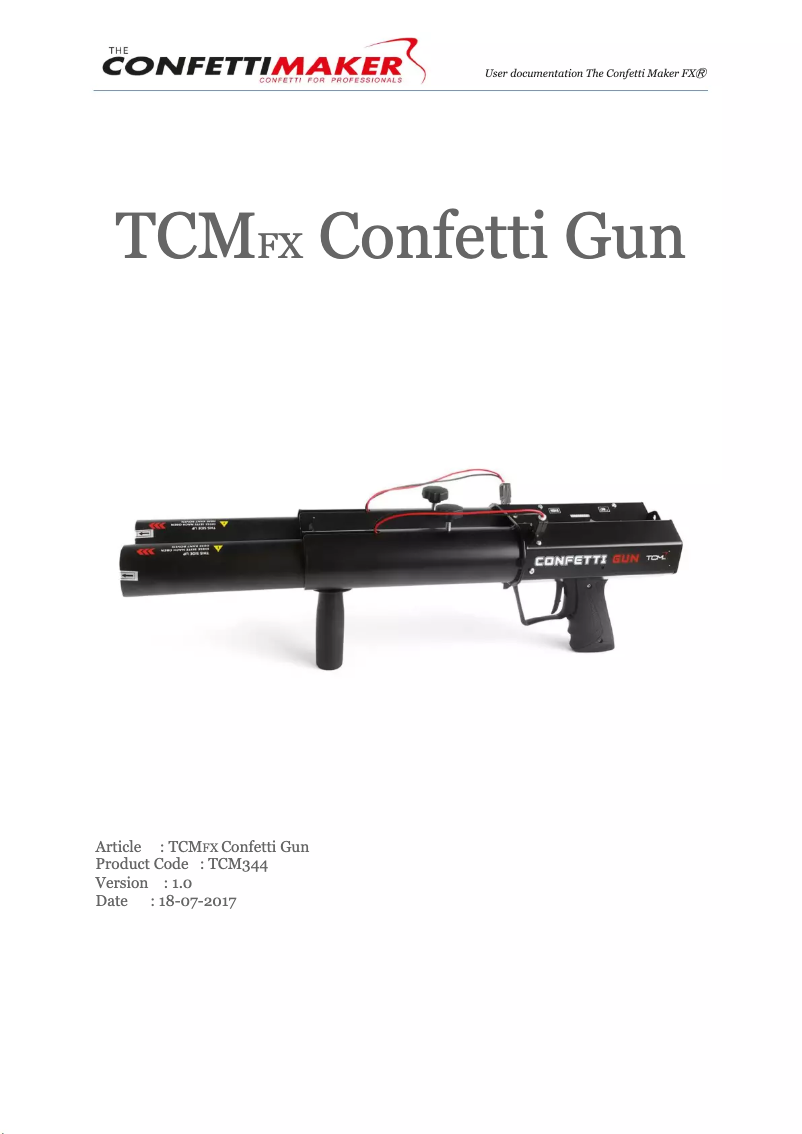Imagen de la primera página del manual del dispositivo Confetti Gun
