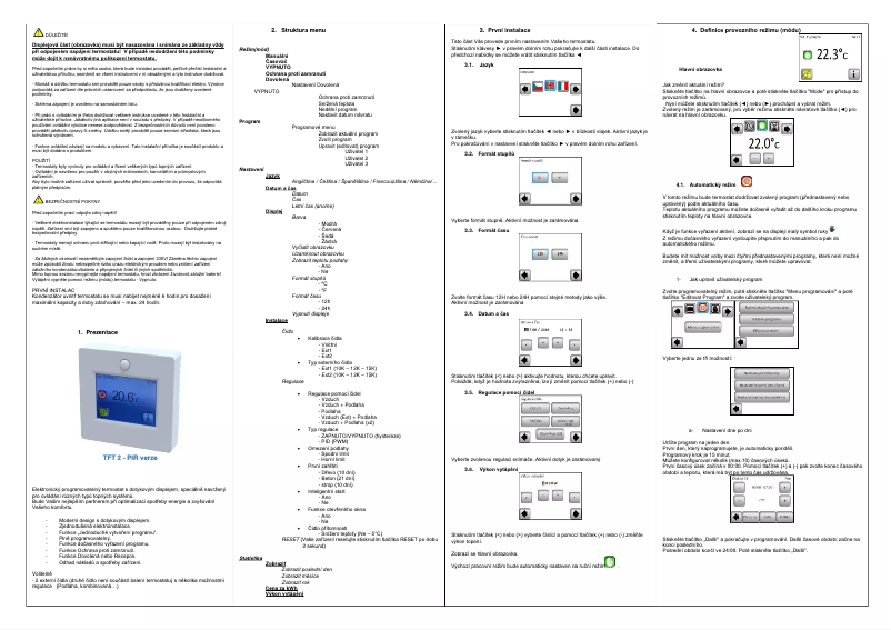 Imagen de la primera página del manual del dispositivo TFT-2