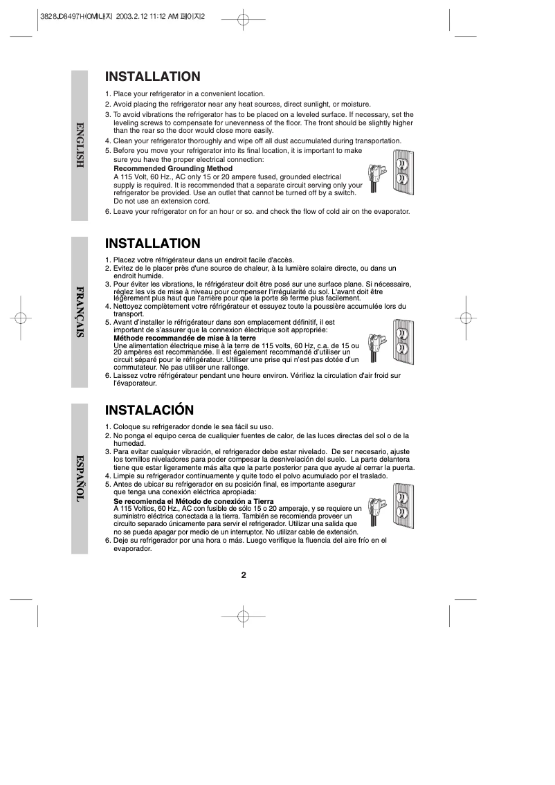 Imagen de la primera página del manual del dispositivo GC-151RW