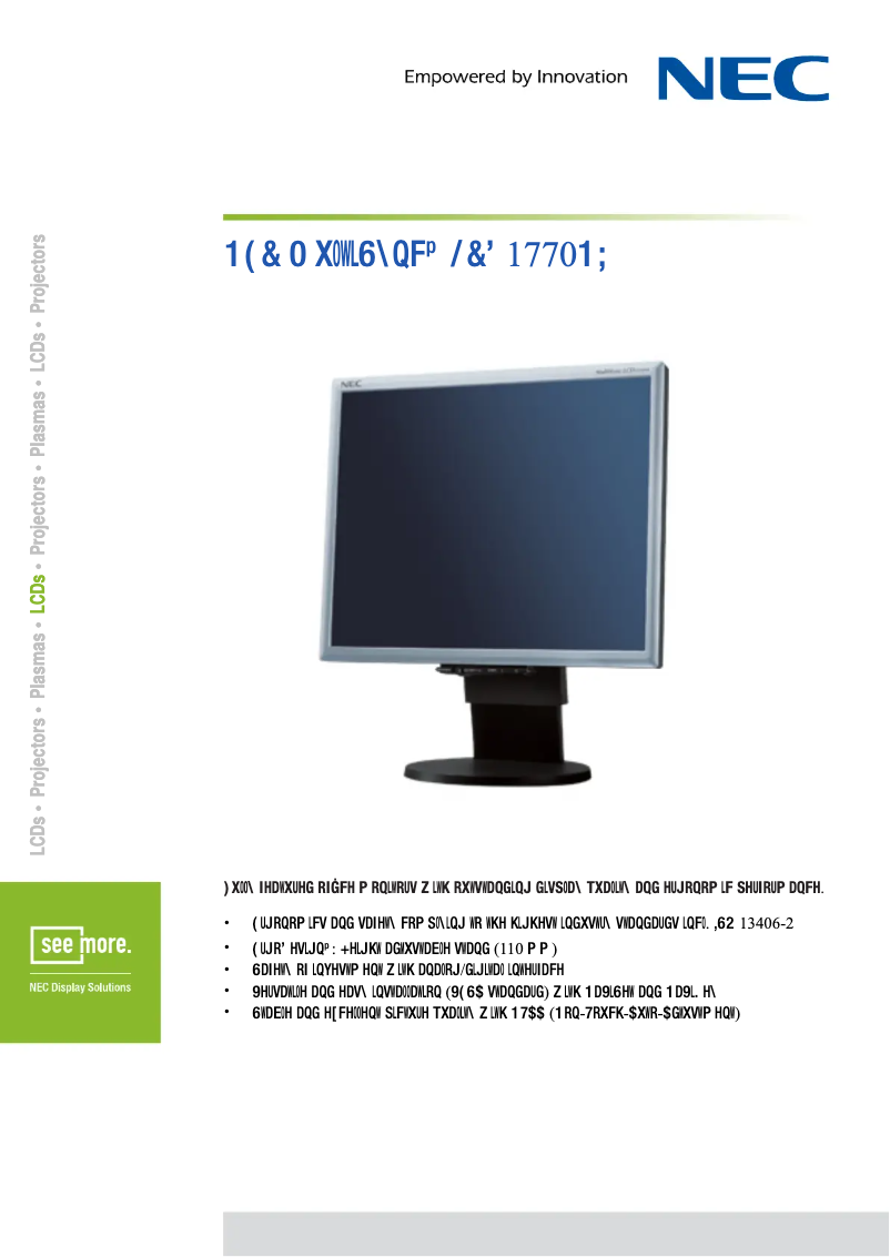 Imagen de la primera página del manual del dispositivo MultiSync LCD1770NX