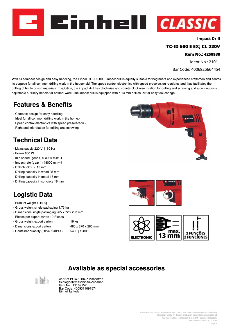 Imagen de la primera página del manual del dispositivo TC-ID 600 E EX