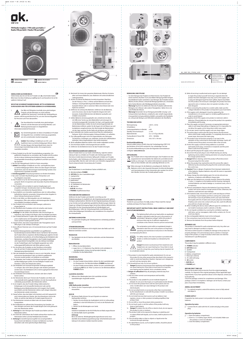 Página 1 del manual Manual de usuario OK ORF 310