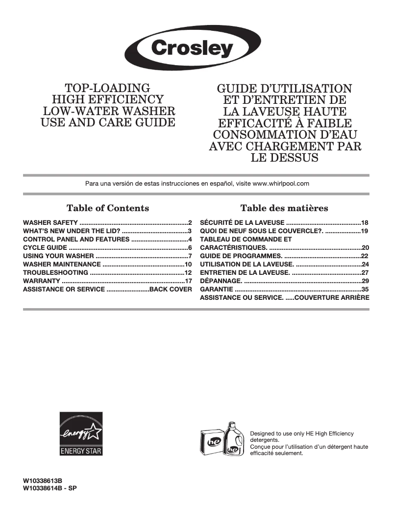 Imagen de la primera página del manual del dispositivo CAW11544EW