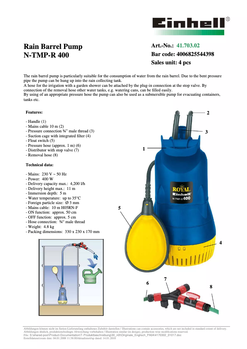 Página 1 del manual Manual de usuario Einhell Royal N-TMP-R400