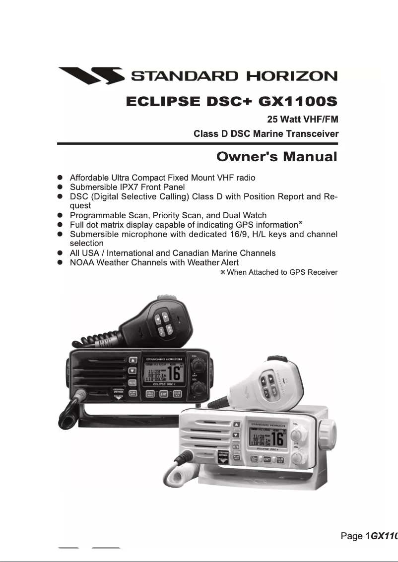 Imagen de la primera página del manual del dispositivo Eclipse DSC+ GX1100S