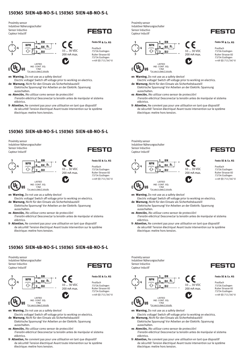 Página 1 del manual Manual de usuario Festo SIEN-4B-NO-S-L