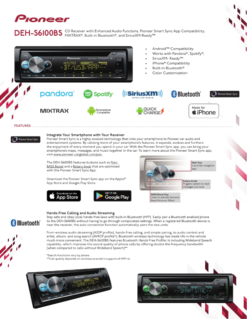 Imagen de la primera página del manual del dispositivo DEH-S6100BS