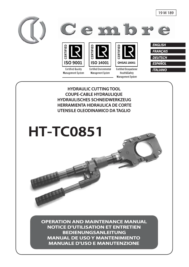 Página 1 del manual Manual de usuario Cembre HT-TC0851