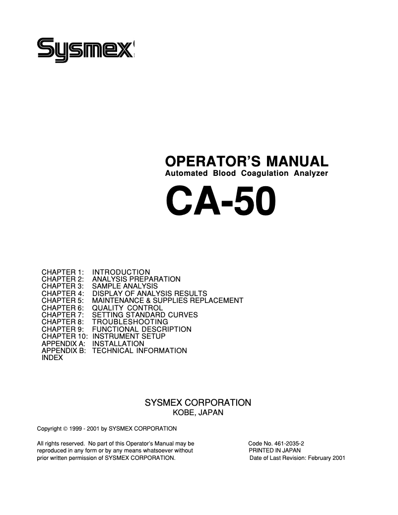 Imagen de la primera página del manual del dispositivo CA-50
