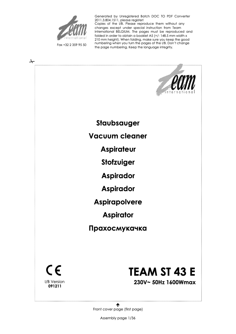 Imagen de la primera página del manual del dispositivo ST 43