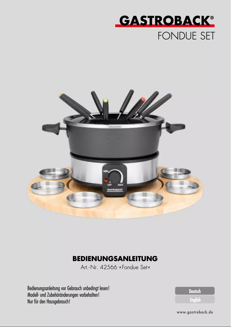 Página 1 del manual Manual de usuario Gastroback Fondue Set 42566