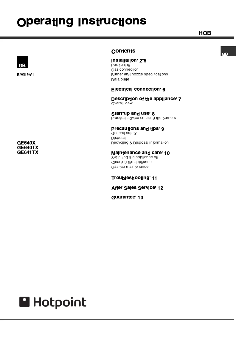 Imagen de la primera página del manual del dispositivo GE640X