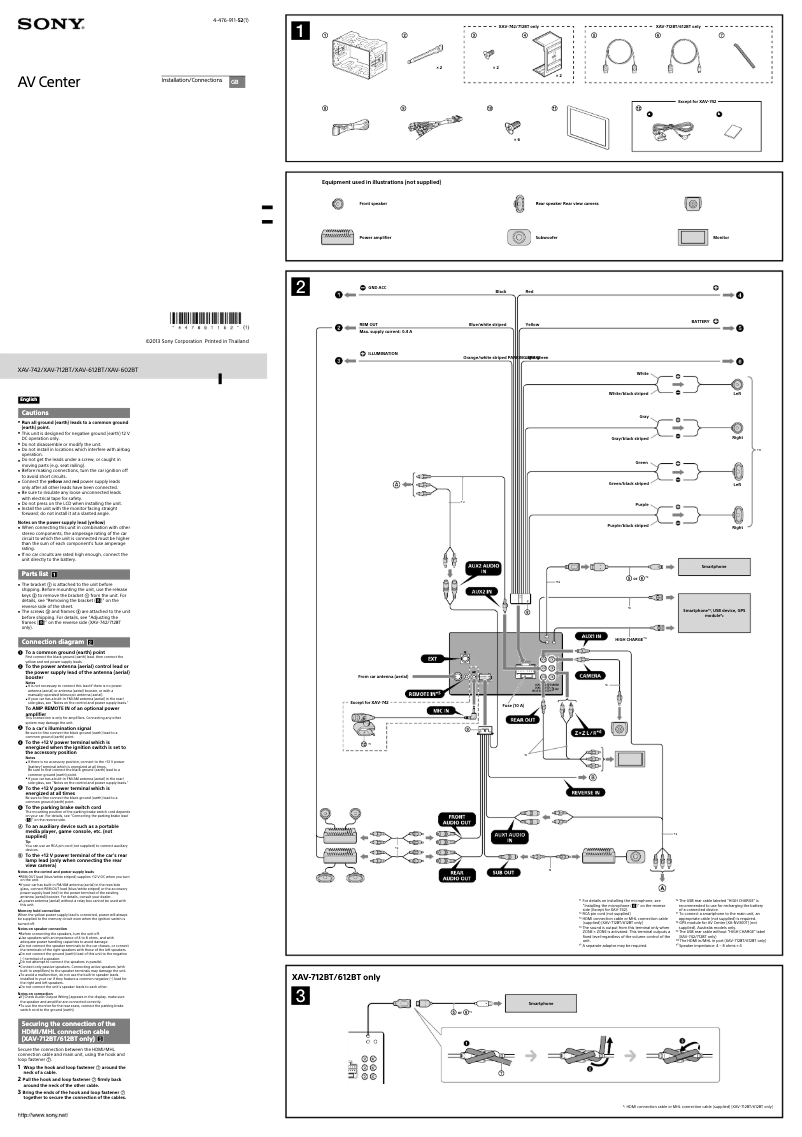 Imagen de la primera página del manual del dispositivo XAV-712BT