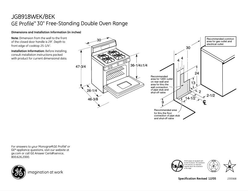 Imagen de la primera página del manual del dispositivo Profile JGB918BEKBB