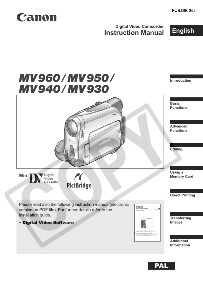 Página nº 1 - Manual de usuario Canon MV960