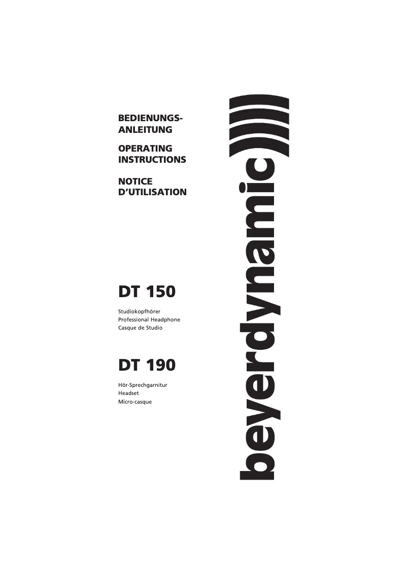 Página 1 del manual Manual de usuario Beyerdynamic DT 150