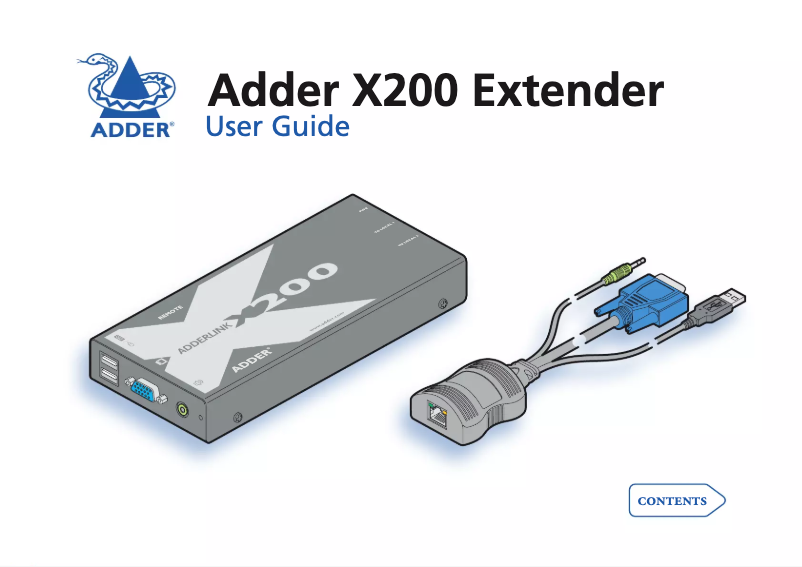 Imagen de la primera página del manual del dispositivo ADDERLink X200