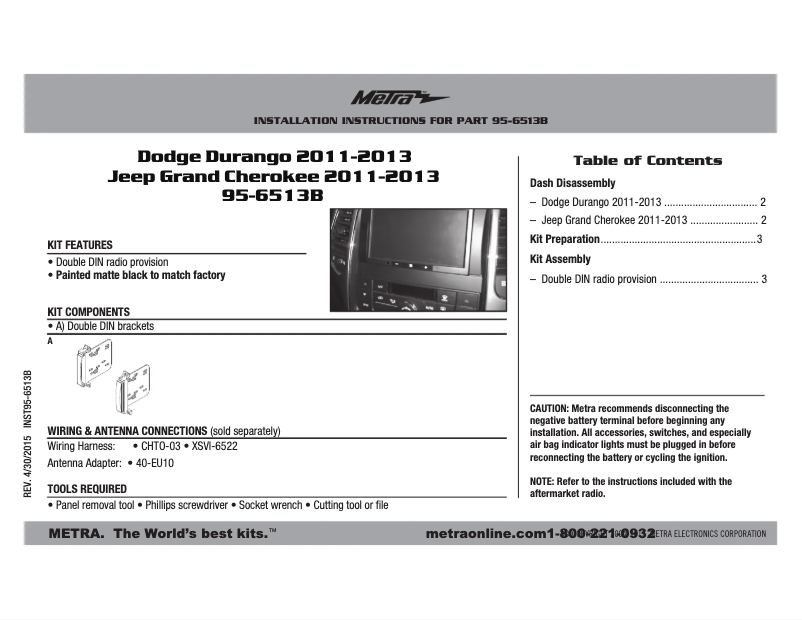 Imagen de la primera página del manual del dispositivo 95-6513B