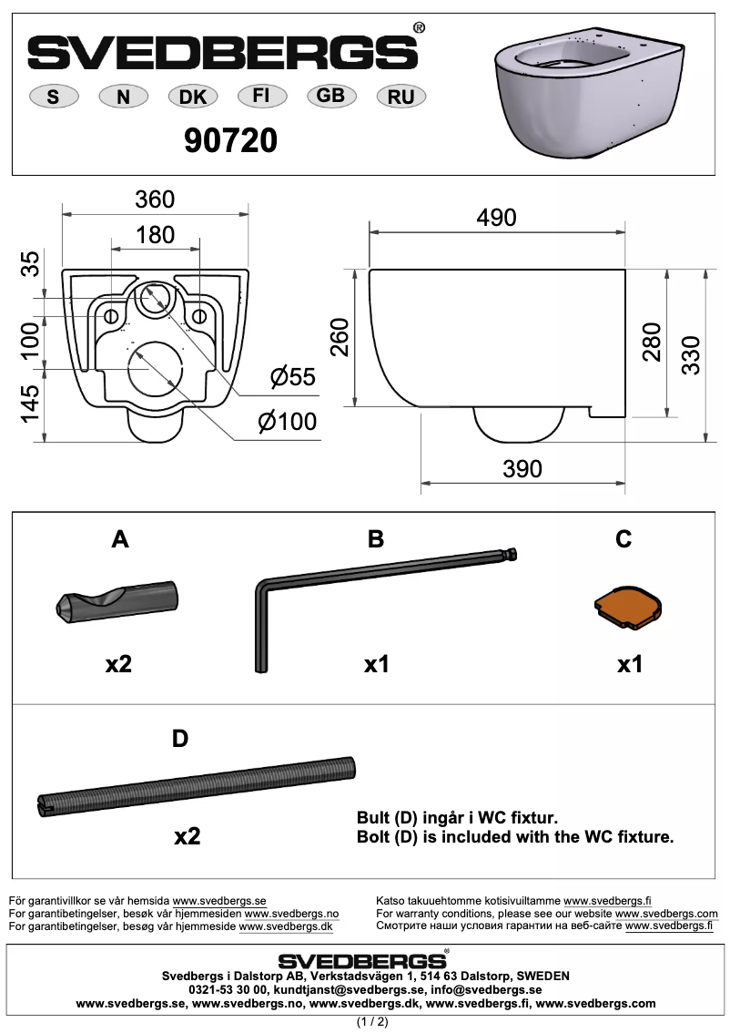 Página 1 del manual Manual de usuario Svedbergs Alta