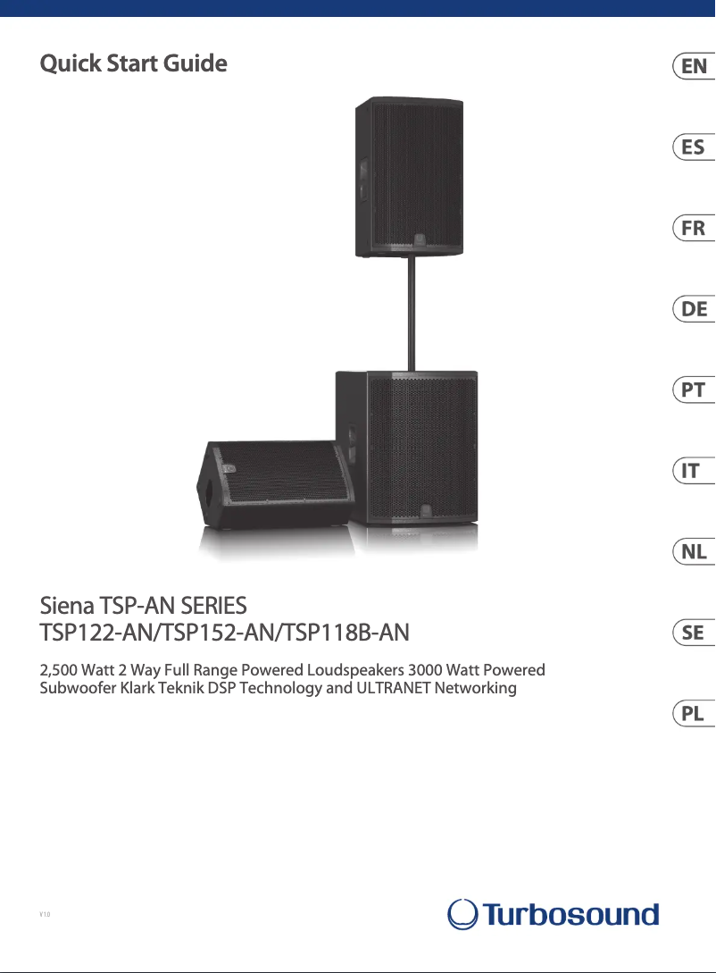 Página 1 del manual Guía de inicio rápido Turbosound Siena TSP122-AN