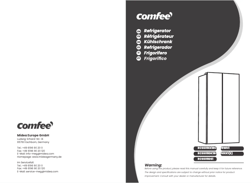 Imagen de la primera página del manual del dispositivo RCS609IX1