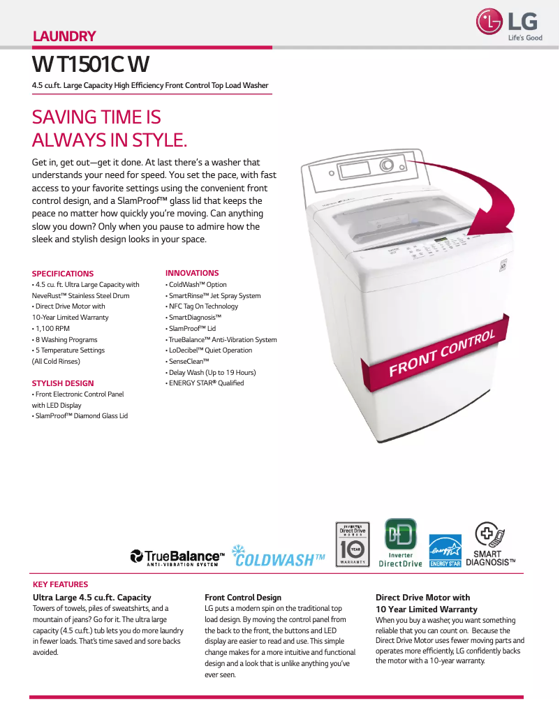 Imagen de la primera página del manual del dispositivo WT1501CW