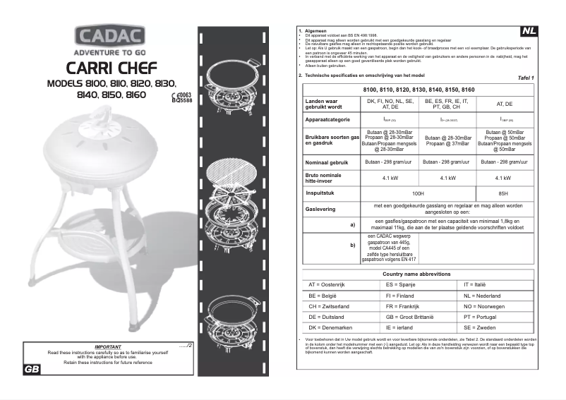 Página 1 del manual Manual de usuario Cadac Carri Chef 8150