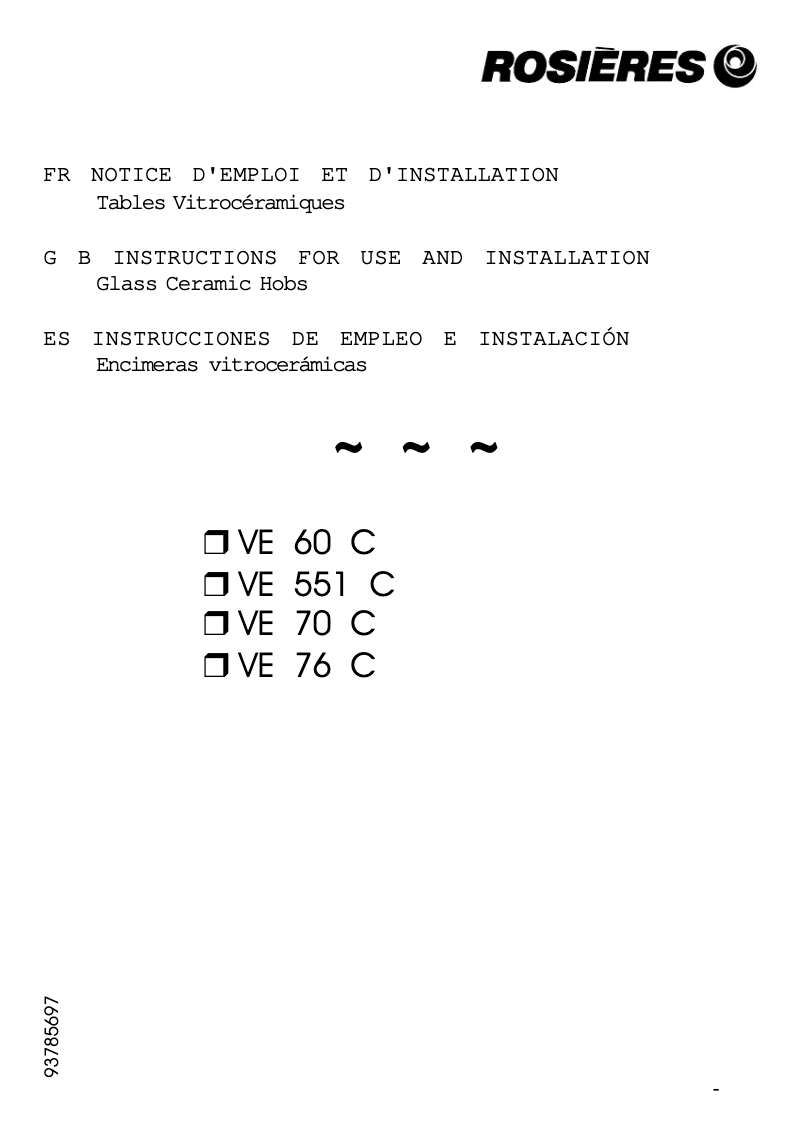Imagen de la primera página del manual del dispositivo VE 70 C IN