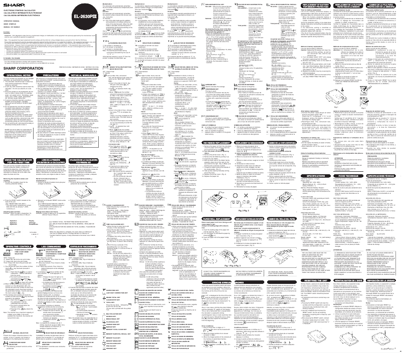 Página 1 del manual Manual de usuario Sharp EL-2630PIII