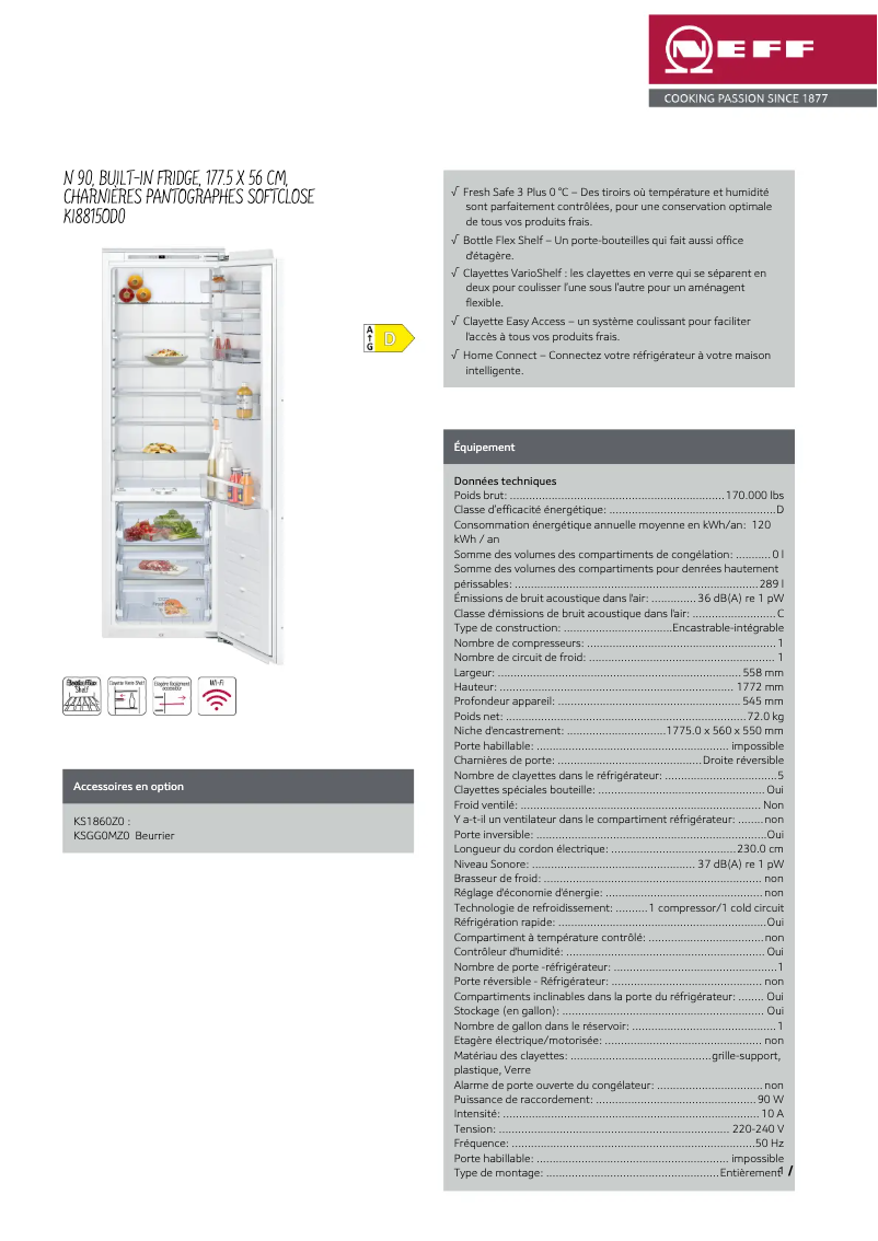 Página 1 del manual Ficha técnica Neff KI8815OD0