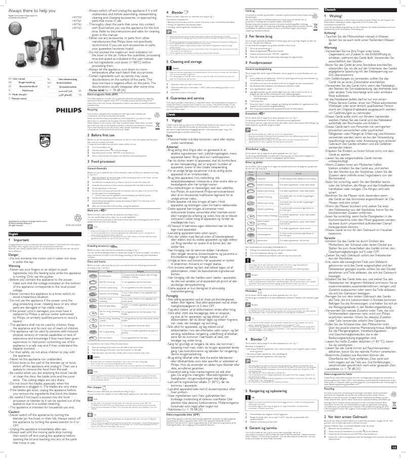 Imagen de la primera página del manual del dispositivo Viva Collection HR7759