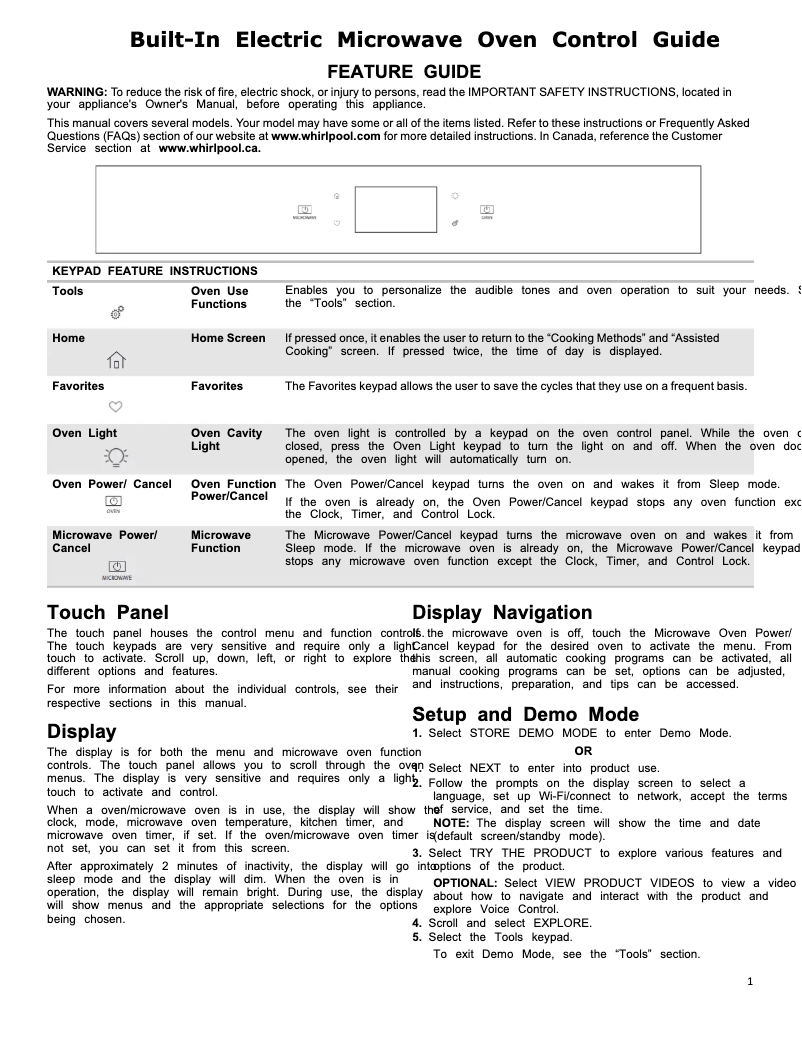 Página 1 del manual Información de garantía Whirlpool WOC54EC0HS