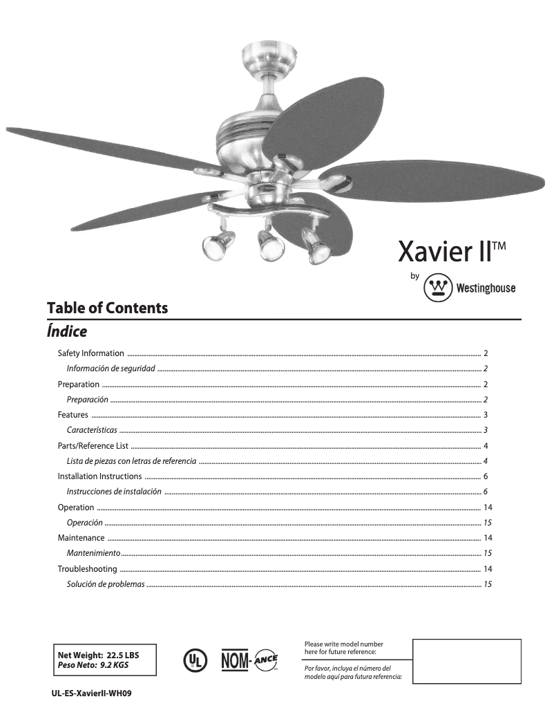 Imagen de la primera página del manual del dispositivo Xavier II