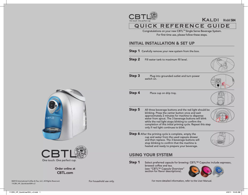 Página 1 del manual Manual de usuario CBTL Kaldi S04