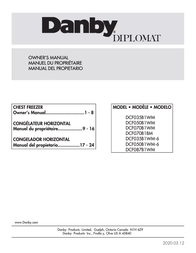 Página nº 1 - Manual de usuario Danby DCF087B1WM