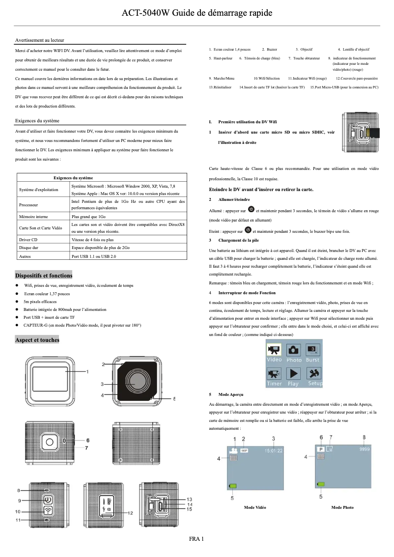 Página 1 del manual Manual de usuario Denver ACT-5040W